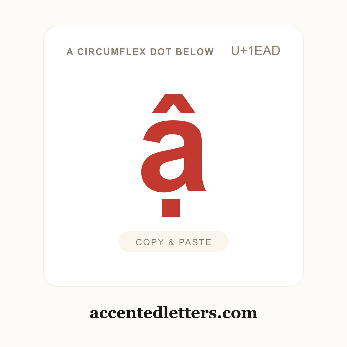 ậ a circumflex dot below (U+1EAD) — copy and paste (accentedletters.com)