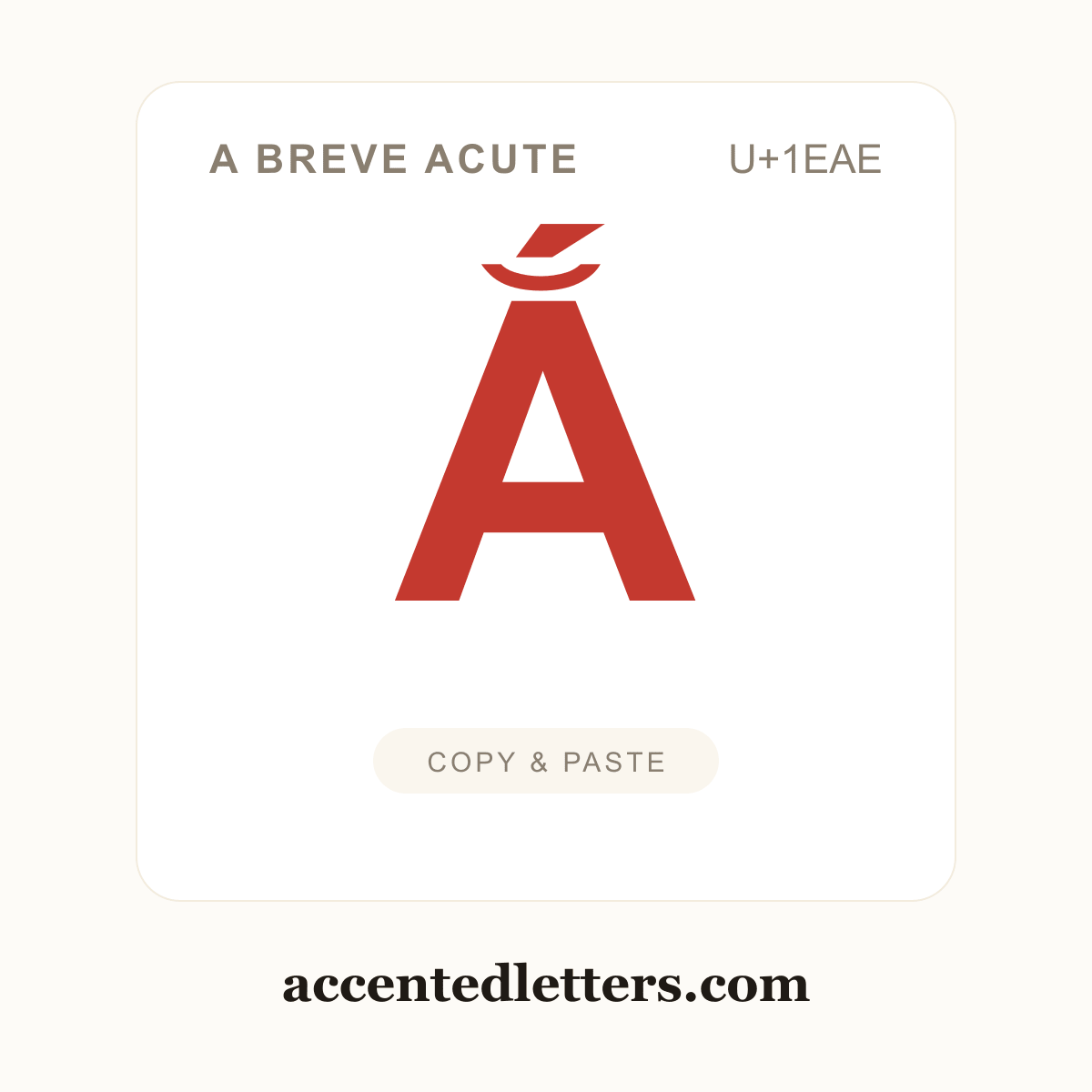 Ắ A breve acute (U+1EAE) — copy and paste (accentedletters.com)
