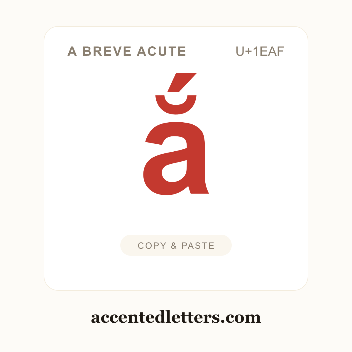ắ a breve acute (U+1EAF) — copy and paste (accentedletters.com)