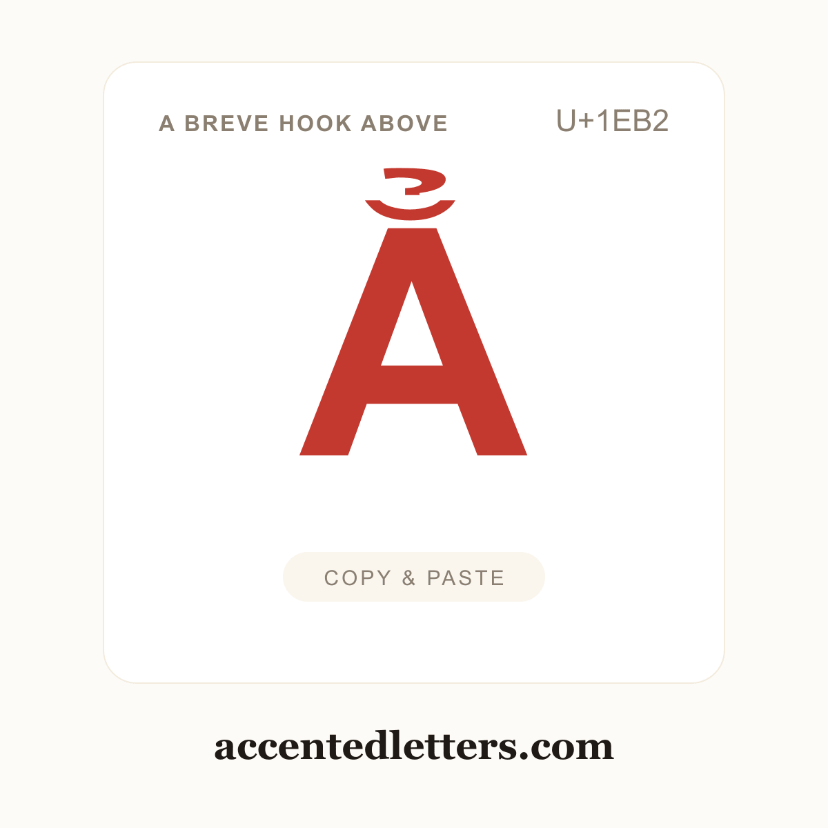 Ẳ A breve hook above (U+1EB2) — copy and paste (accentedletters.com)