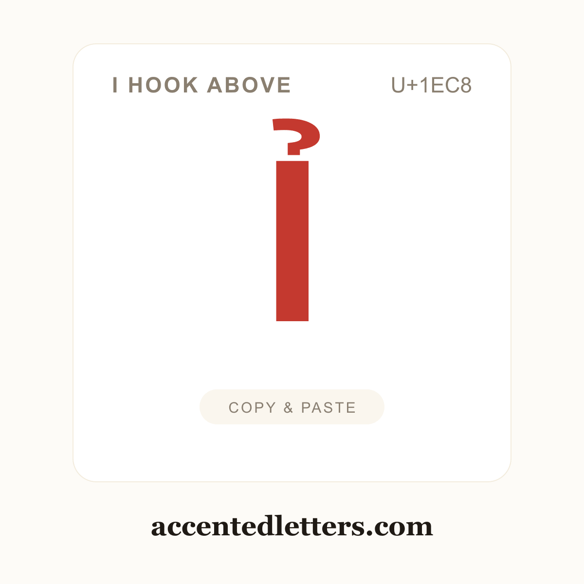 Ỉ I hook above (U+1EC8) — copy and paste (accentedletters.com)