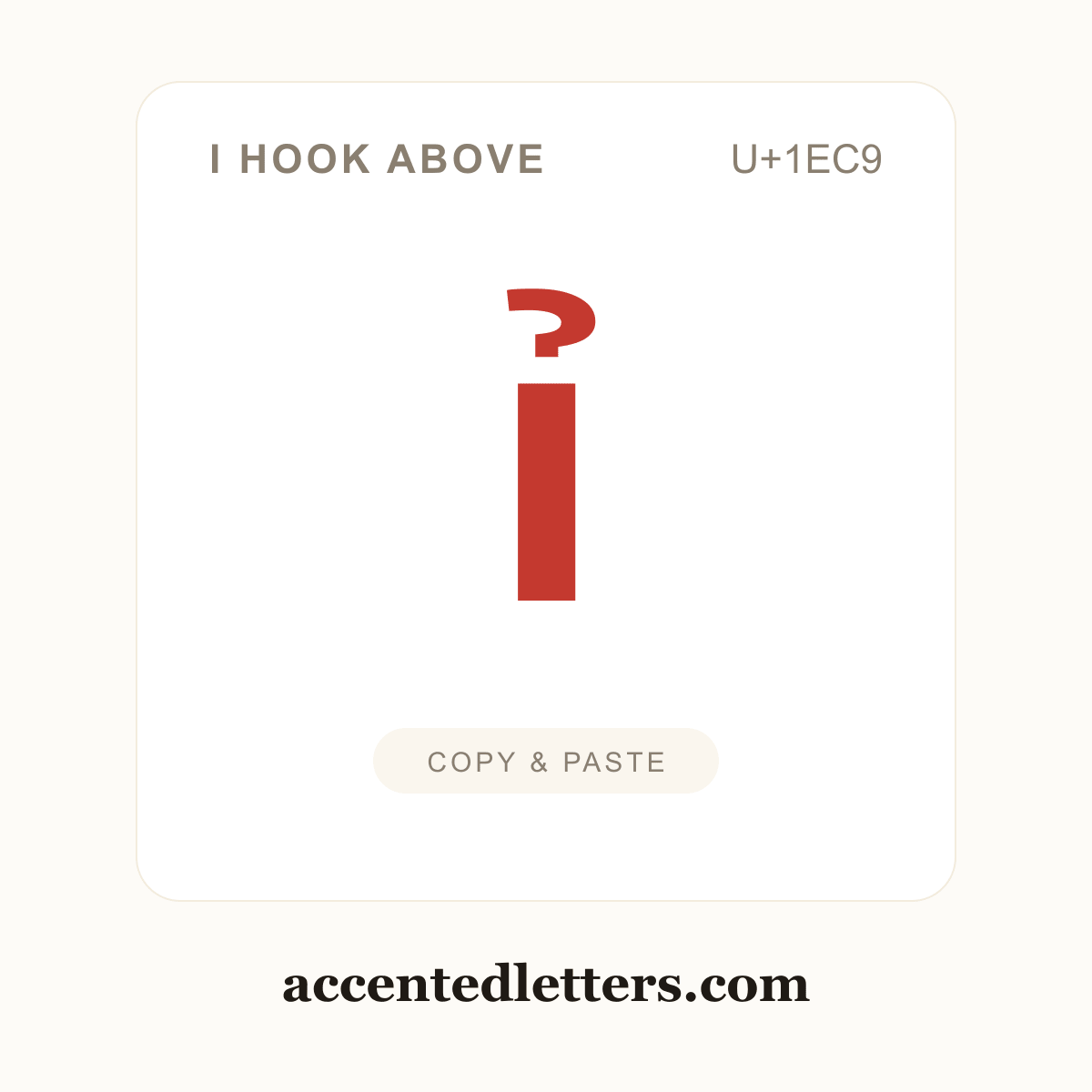 ỉ i hook above (U+1EC9) — copy and paste (accentedletters.com)