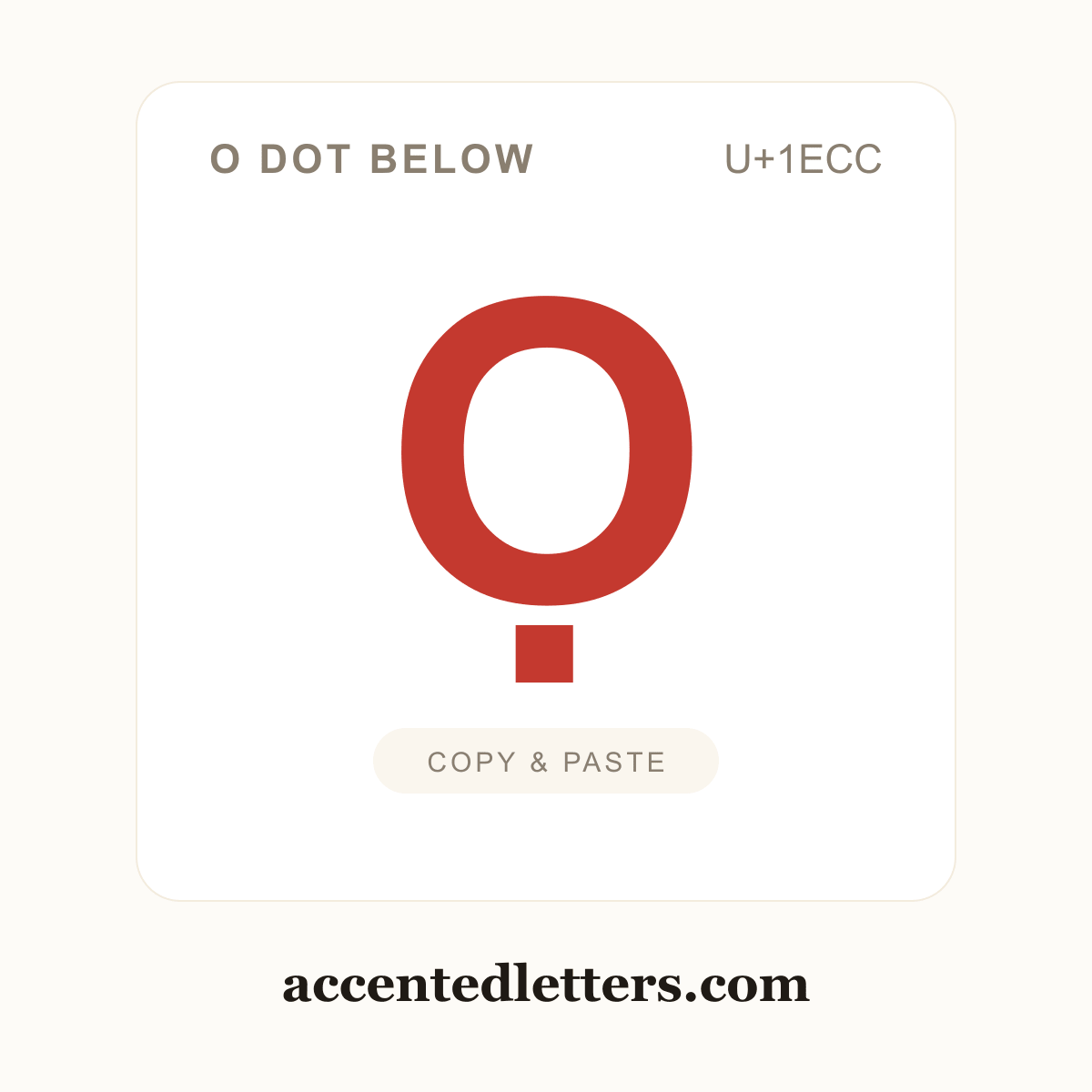 Ọ O dot below (U+1ECC) — copy and paste (accentedletters.com)