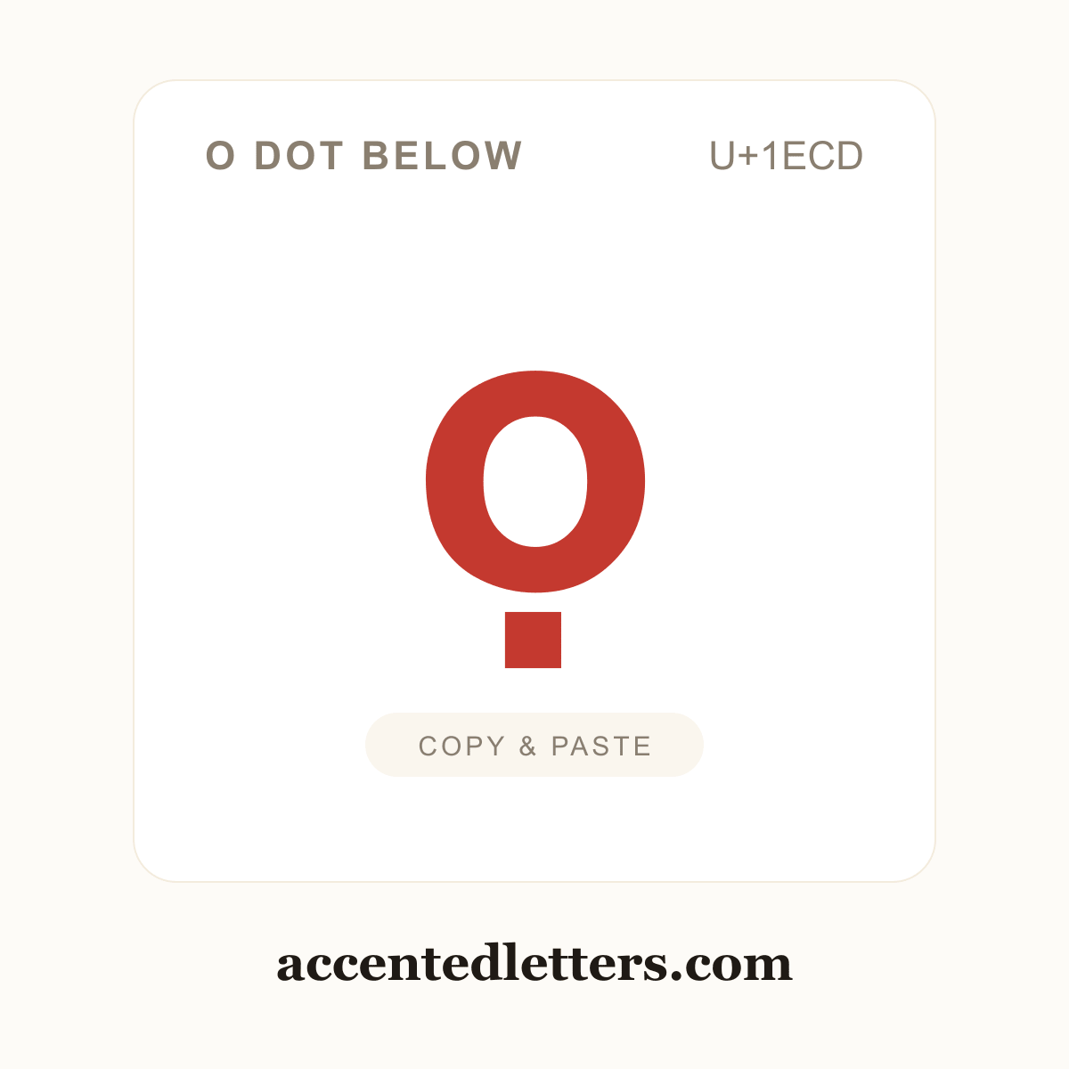 ọ o dot below (U+1ECD) — copy and paste (accentedletters.com)