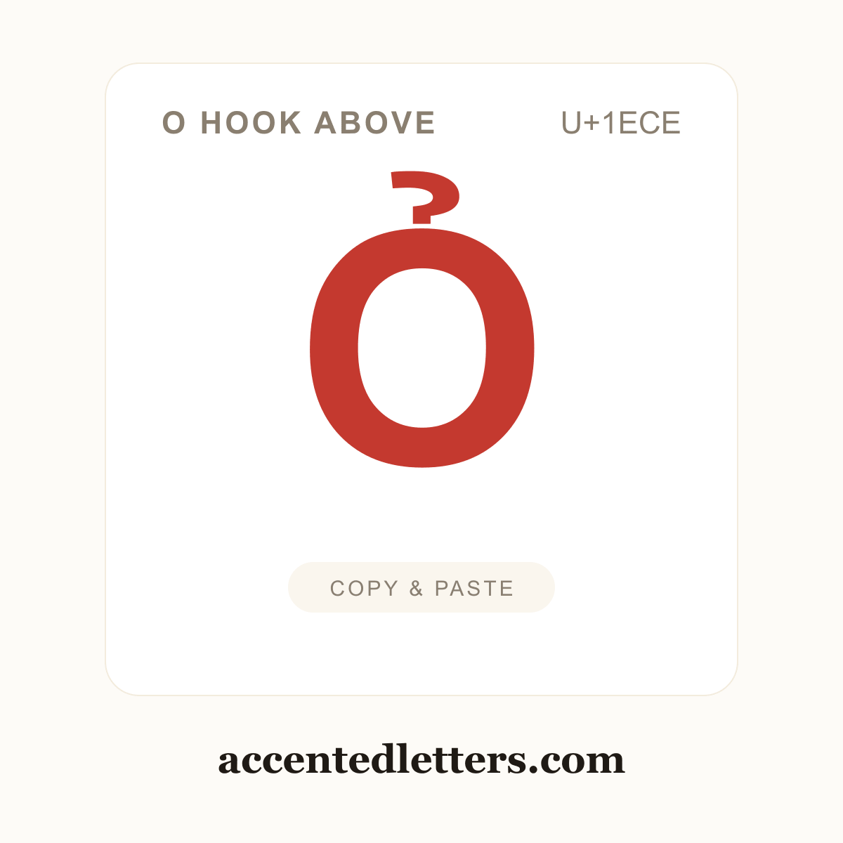 Ỏ O hook above (U+1ECE) — copy and paste (accentedletters.com)