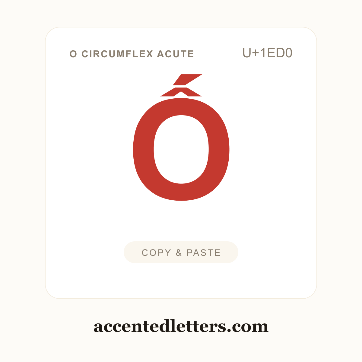 Ố O circumflex acute (U+1ED0) — copy and paste (accentedletters.com)