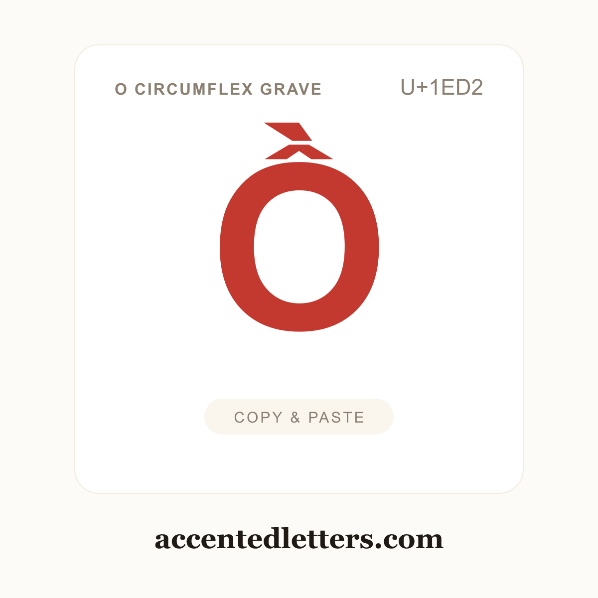 Ồ O circumflex grave (U+1ED2) — copy and paste (accentedletters.com)