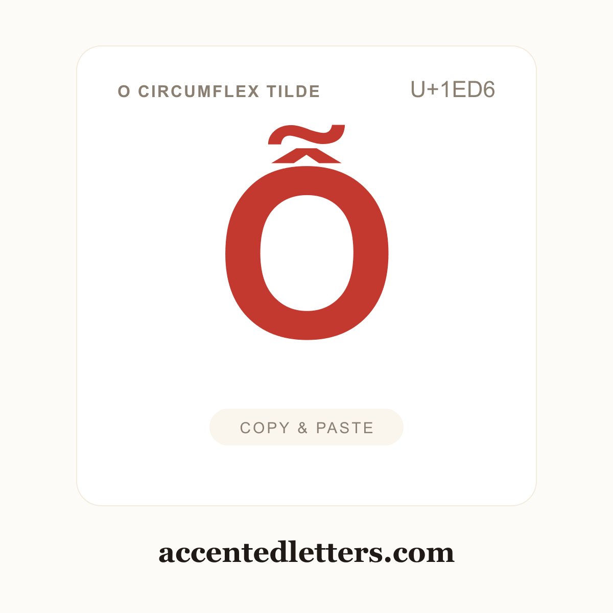 Ỗ O circumflex tilde (U+1ED6) — copy and paste (accentedletters.com)