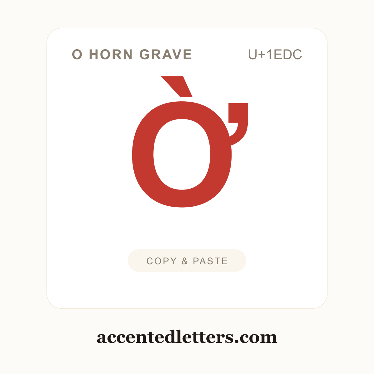 Ờ O horn grave (U+1EDC) — copy and paste (accentedletters.com)