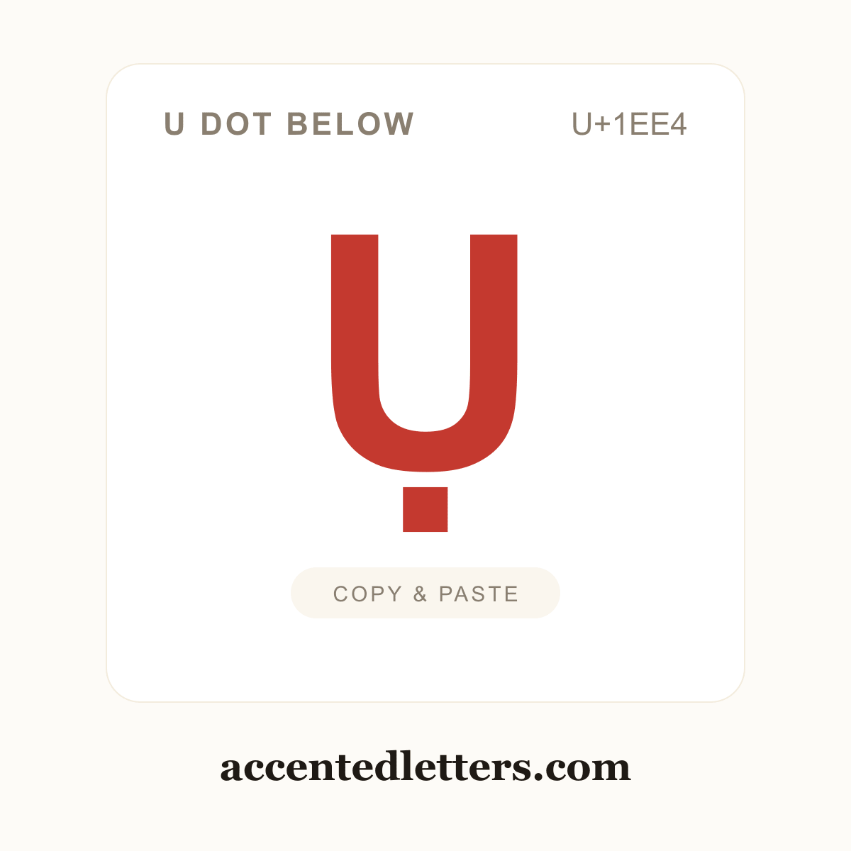Ụ U dot below (U+1EE4) — copy and paste (accentedletters.com)