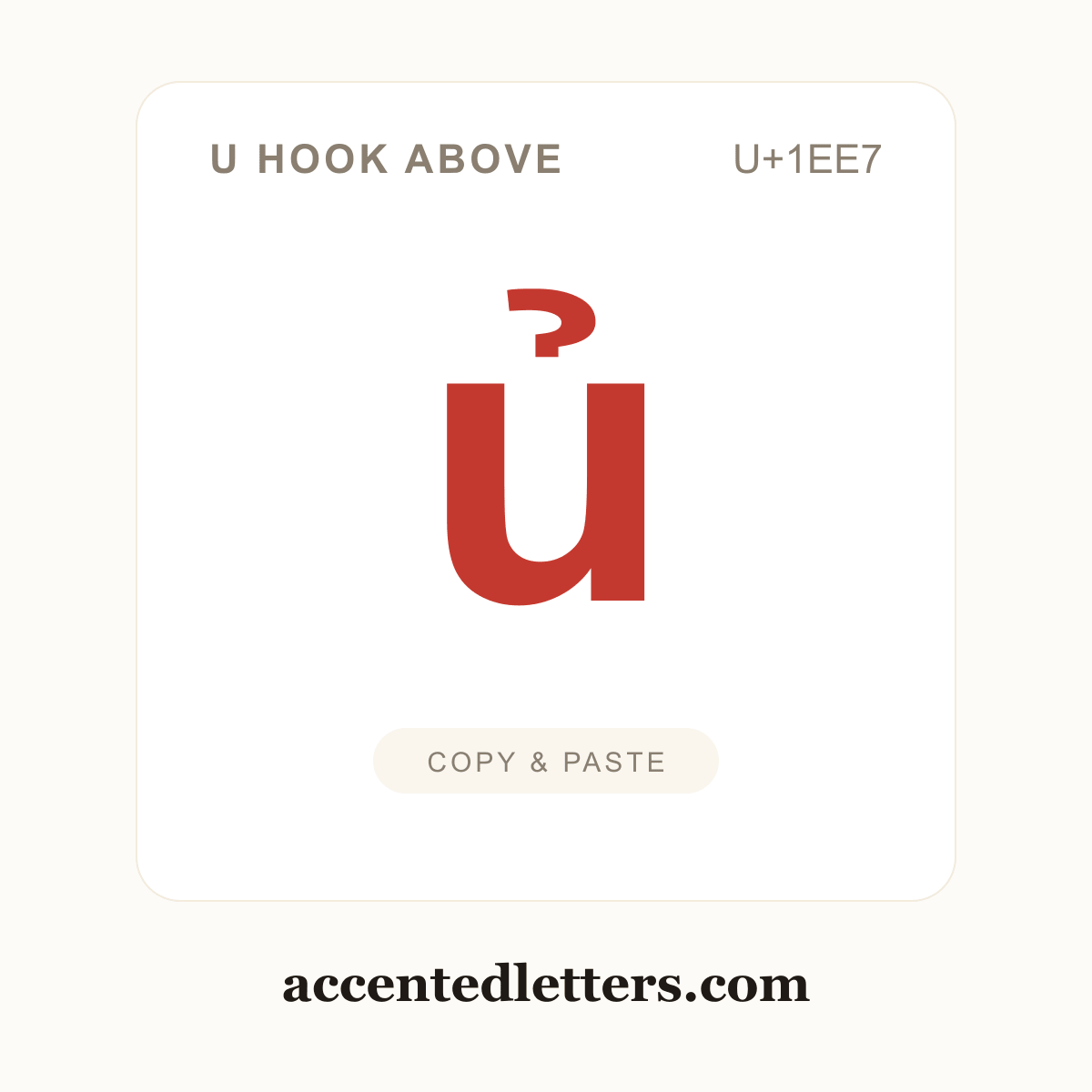 ủ u hook above (U+1EE7) — copy and paste (accentedletters.com)