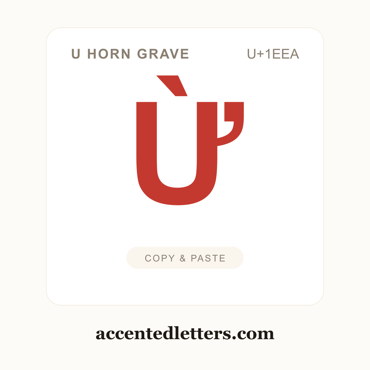 Ừ U horn grave (U+1EEA) — copy and paste (accentedletters.com)