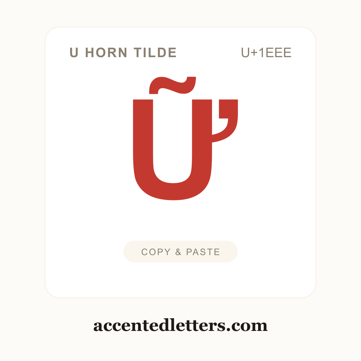 Ữ U horn tilde (U+1EEE) — copy and paste (accentedletters.com)