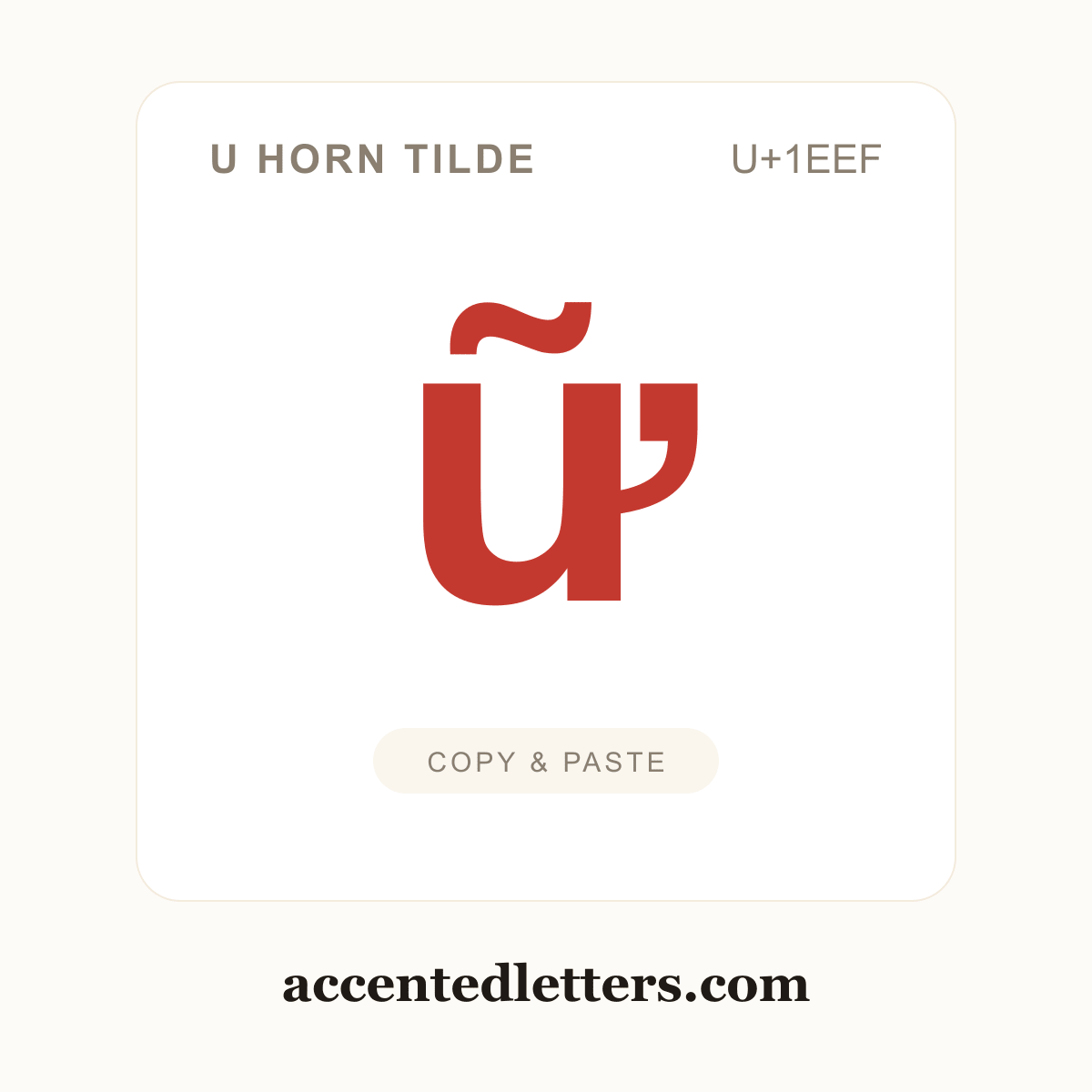 ữ u horn tilde (U+1EEF) — copy and paste (accentedletters.com)