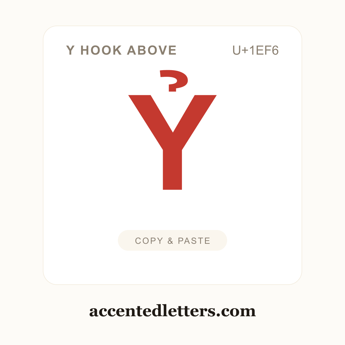 Ỷ Y hook above (U+1EF6) — copy and paste (accentedletters.com)
