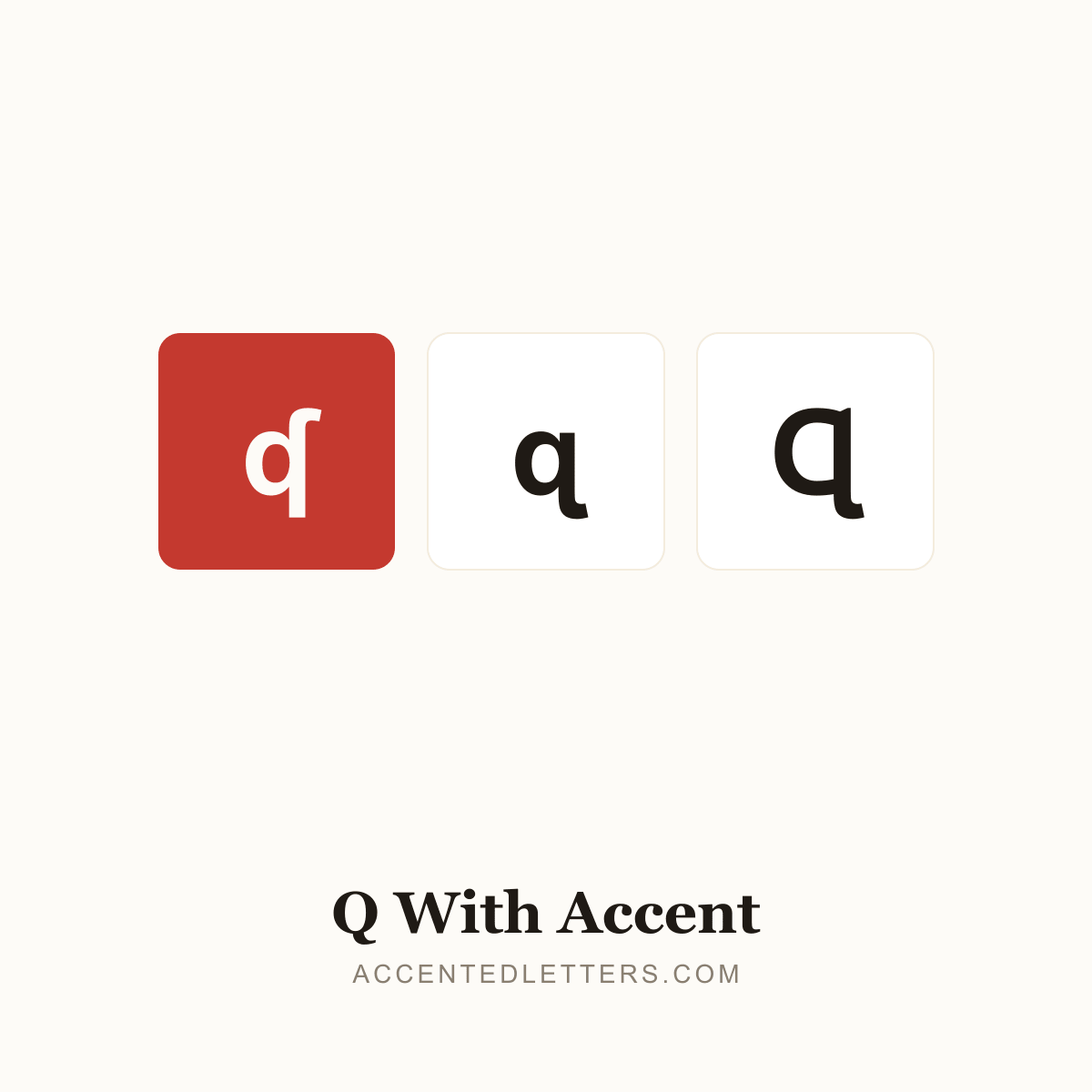 Q with accent poster — ʠ ɋ Ɋ (accentedletters.com)