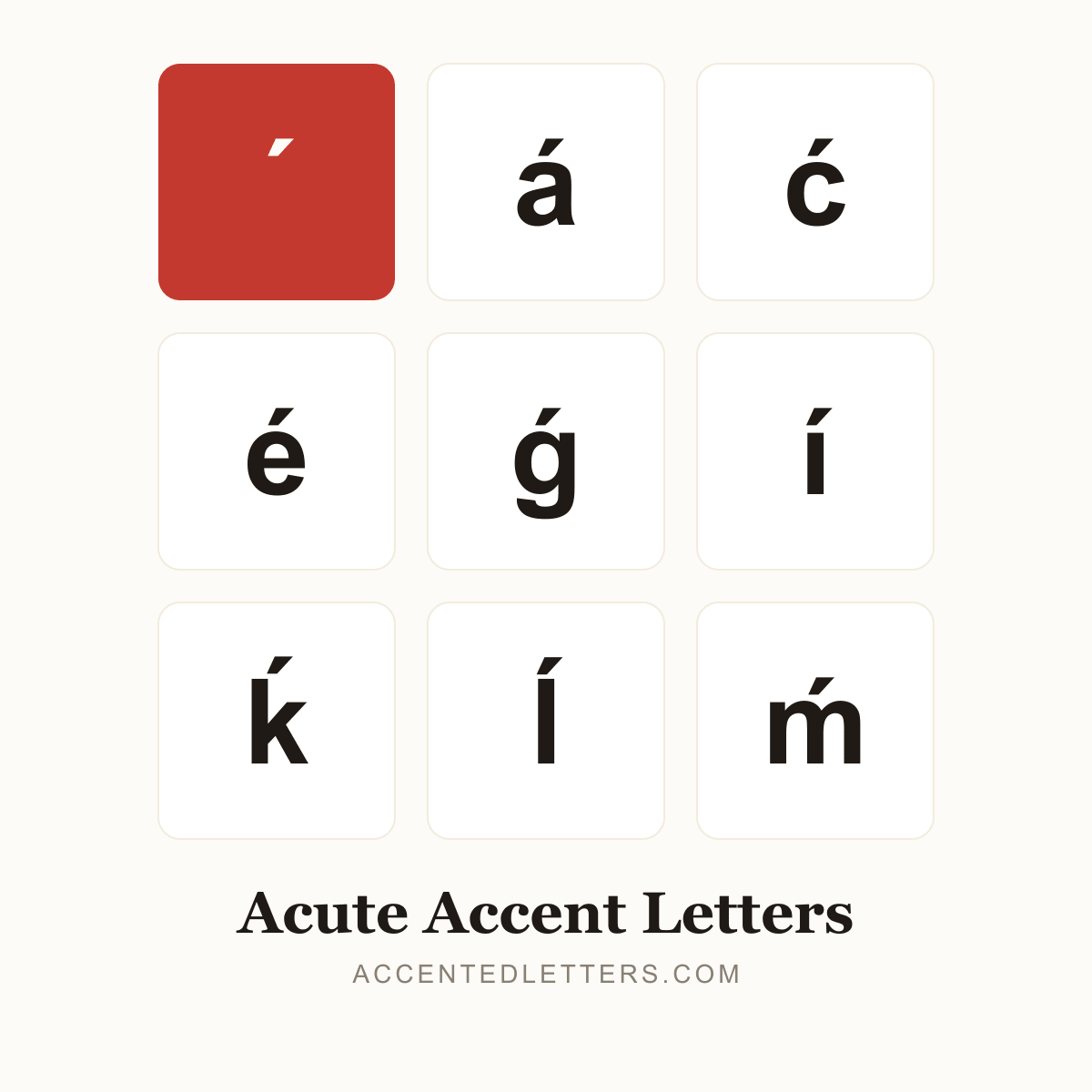 Acute Accent Letters poster — á é í Á É (accentedletters.com)